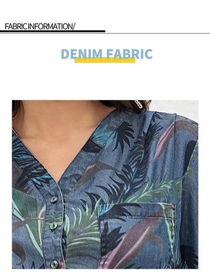 Women's Plus Size Denim Dress Summer Chic Elegant Dress For Chubby Women's Woven Cotton Dress