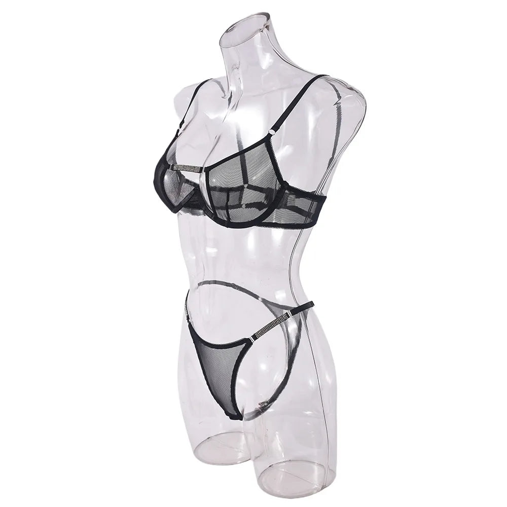 Ellolace Rhinestone Lingerie Onlyfans Kit Sexy Push Up Underwear Without Censorship Matching-Two-Piece Onlyfans Fantasy Clothing