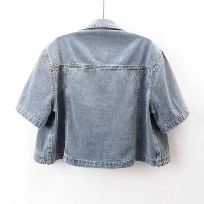 Summer New Joker Casual Short-sleeved Denim Jacket 2025 Women Short Blouse Shawl Waistcoat Female Jaqueta Jeans Feminina
