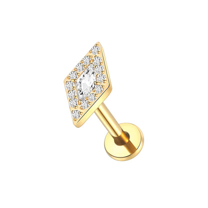 1PC Titanium Zircon Star Flower Labret Piercing for Women Cartilage Tragus Daith Helix Stud Earring Body Jewelry TC068-2 1.2x8mm
