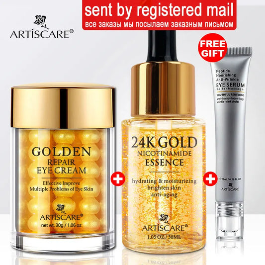 ARTISCARE 24K Gold SkinCare SET Face Cream Moisturizing Serum Dark Circles Essence Korean Skin Care Products Default Title