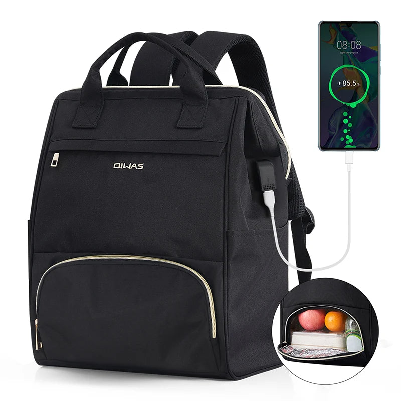 OIWAS Lunch Backpack for Women 15.6 inch Laptop Backpack Insulated Cooler Backpack with USB Port Men Travel Work Picnics Hiking