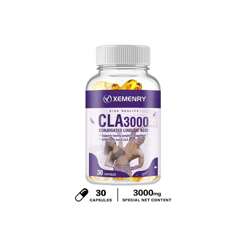 CLA 3000mg - Boost Energy, Improve Muscle Mass, and Boost Metabolism - Non GMO 30 Capsules