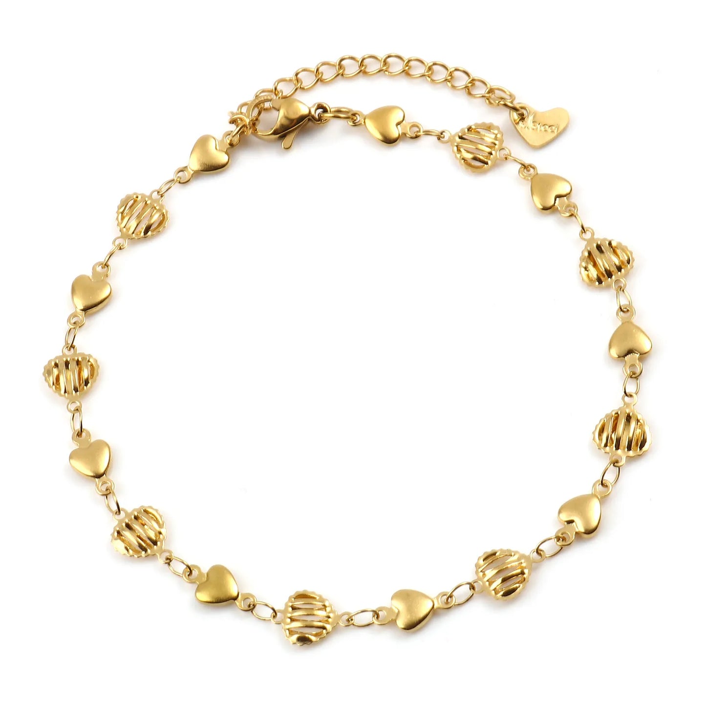 DoreenBeads Stainless Steel Anklet Gold Color For Women Beach Foot Leg Chain Ankle Bracelets Jewelry Gift 22.5cm-23.5cm, 1 Piece 22cm long