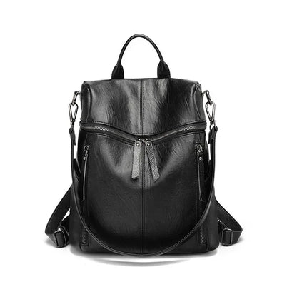 Luxury Genuine Leather Women's Backpack High Quality Fashion Cowhide Backpacks Women Casual Large Capacity Brand Shoulder Bags Black 29x13x30cm