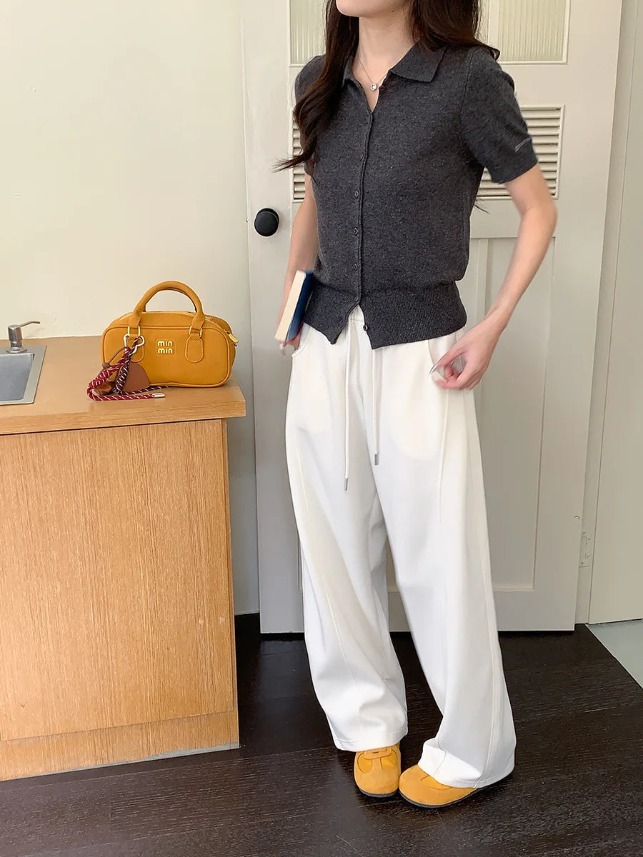 New relaxed and curved cut sports and casual wide leg pants for early autumn Badiee Stylez