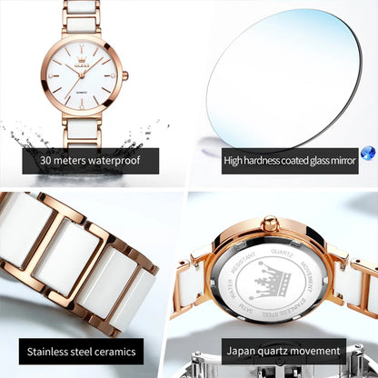 OLEVS Luxury Brand Women Watches Ceramic Tape Japanese Movement Quartz Watch for Lady Gift Bracelet Fashion Versatile Exquisite