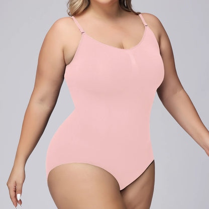 Women's seamless plus-size underwear hip lift, belly tuck, waist strap sexy one-piece shapewear Pink