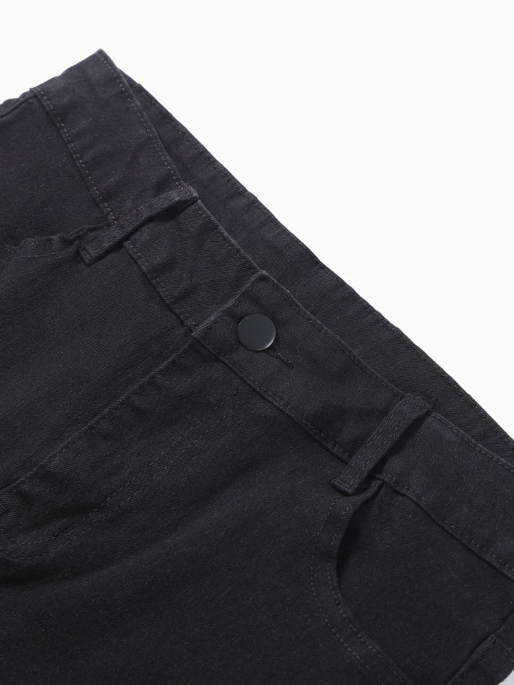 Fashion Stretchy Ripped Skinny Black Jeans Women Zipper Hollow Out Denim Jeans Casual Lady Street Bottoms