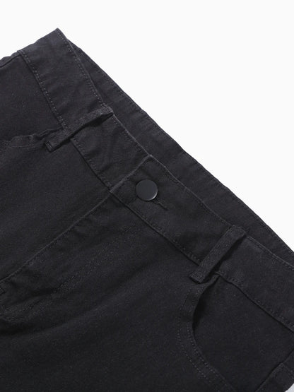 Fashion Stretchy Ripped Skinny Black Jeans Women Zipper Hollow Out Denim Jeans Casual Lady Street Bottoms