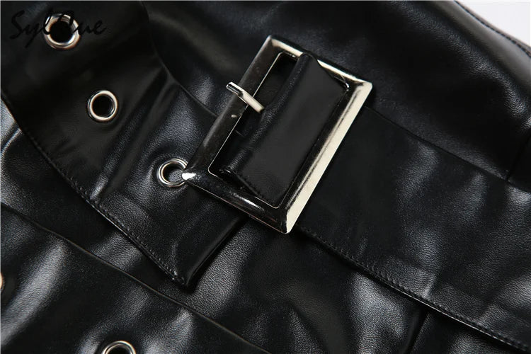 Sylcue Classic Retro Matte Black Mysterious Sexy All-Match Personality Fashionable Summer Travel Cool Women Belt Chest Wrap Vest