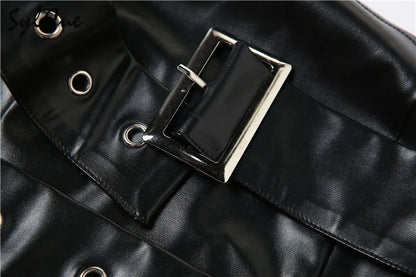 Sylcue Classic Retro Matte Black Mysterious Sexy All-Match Personality Fashionable Summer Travel Cool Women Belt Chest Wrap Vest