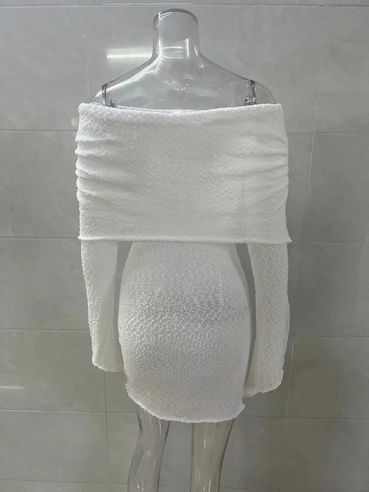 Leosoxs Slash Neck Knitted Dress Women Thin Autumn Long Sleeve Elegant Vacation Beach Party Midnight Clubwear Mini Bodycon