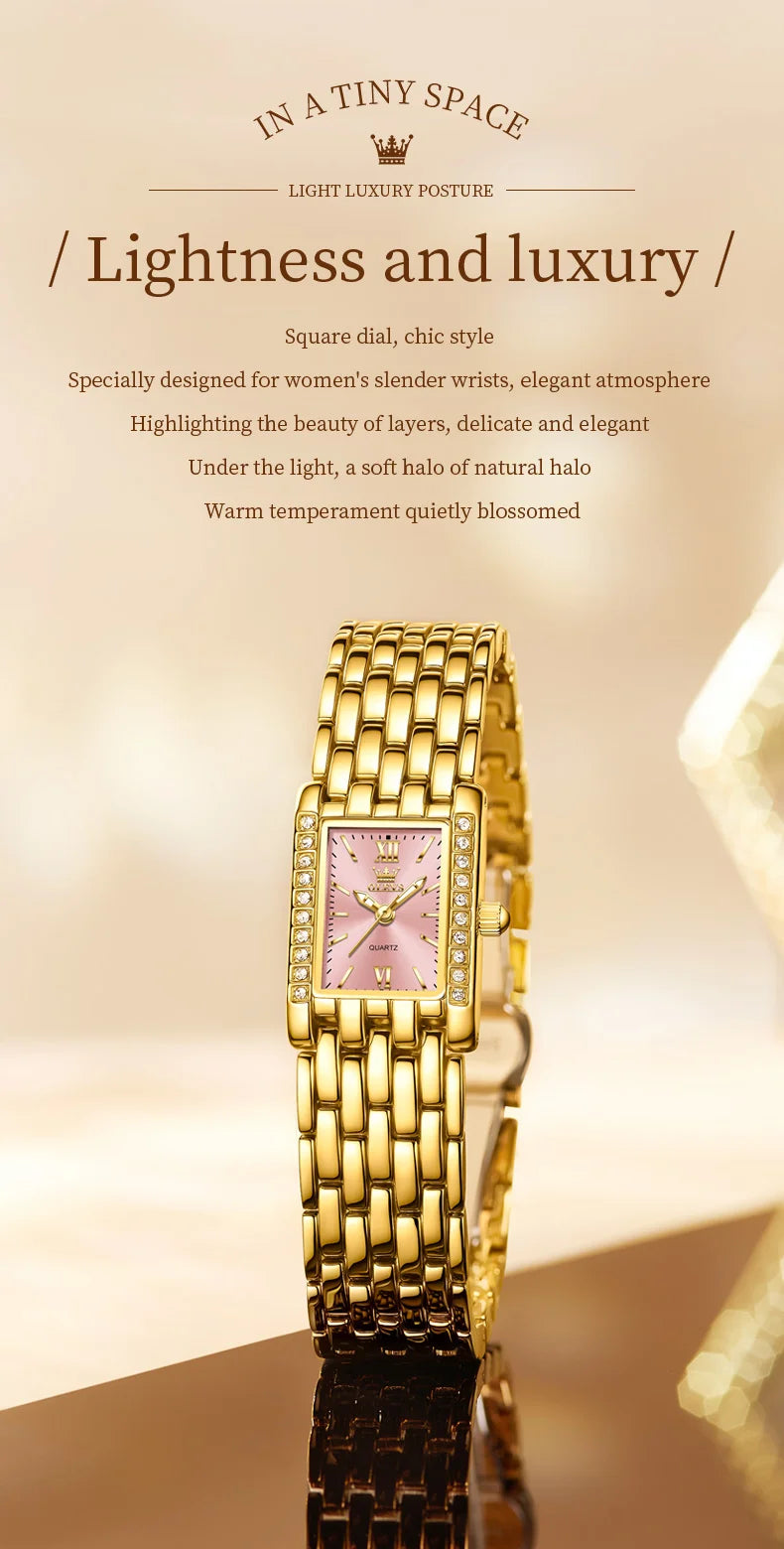 OLEVS 3700 Elegant Original Women Watches Quartz Watch Diamond Watch For Woman Square Watch Ladies Gifts New Reloj Mujer
