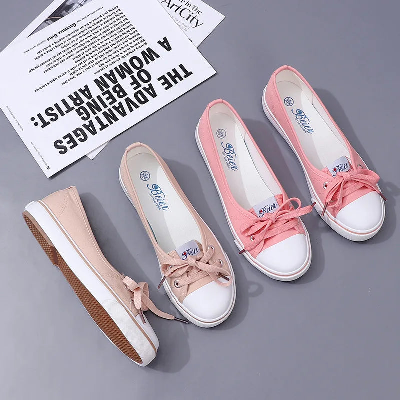 Canvas Small White Shallow Cut Summer Flat Sport Casual Ladies Soft Sneakers Platform Zapatillas De Mujer Tenis Women Luxury