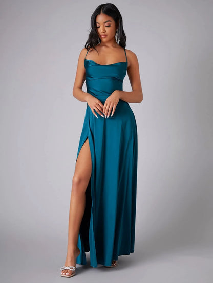 Backless Slimming Long Evening Dress Women Sexy V Neck Sleeveless Gown With Waist Tie For Formal Party Wedding Guest Maxi Dress 6