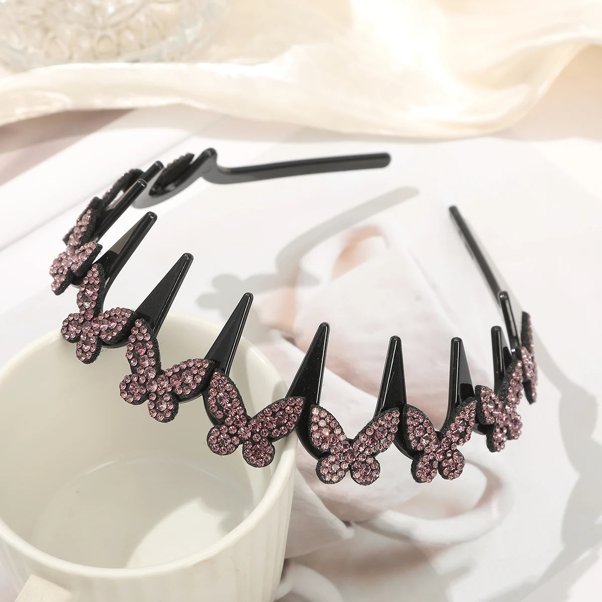 Flower Rhinestone Wave Hairband Headbands Hair Hoops Women Korean Retro Hair Hoops Face Wash Hairpin Fluffy Texture Toothed Comb 7825c