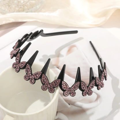 Flower Rhinestone Wave Hairband Headbands Hair Hoops Women Korean Retro Hair Hoops Face Wash Hairpin Fluffy Texture Toothed Comb 7825c
