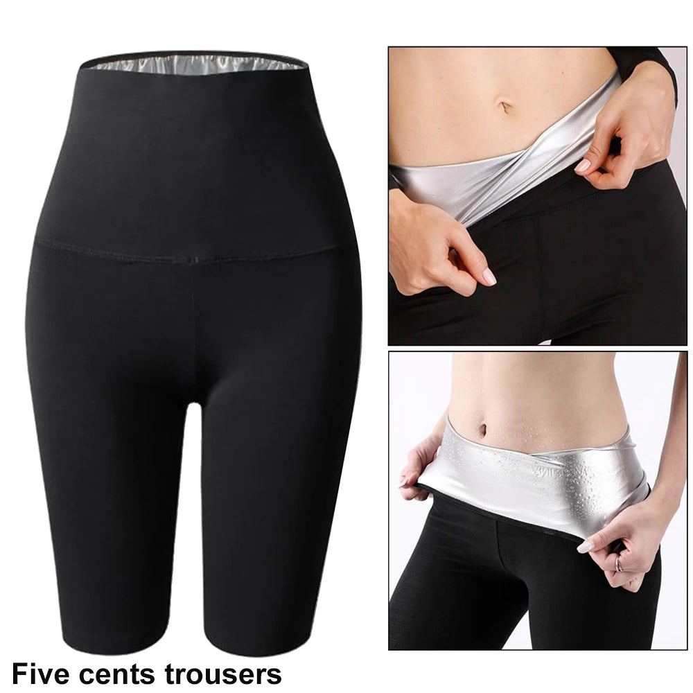 Sauna Sweat Suit Weight Loss Shapewear Shorts Pockets Waist Trainer Body Shaper Sweatsuit Exercise Fitness Gym for Women Girls Type 2