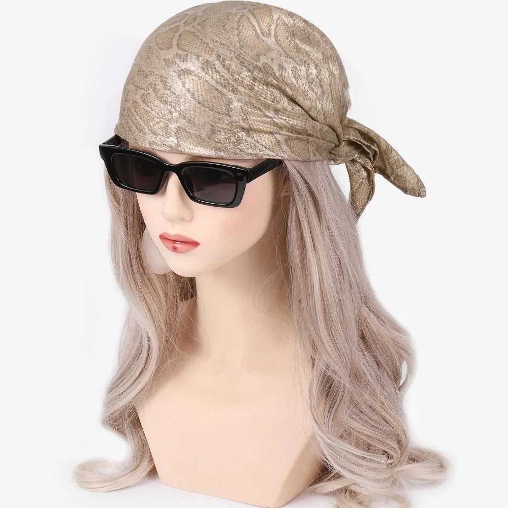 Headwear Y2K Snake Print Hair Scarf Soft Hip Hop Serpentine Hair Band Square Turban Snake Punk Bandana Streetwear