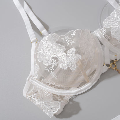 Ellolace Fancy Lingerie Floral Lace Transparent Bra Ensemble Underwear Attractive Chest Suspenders g-String Sexy Outfits 18