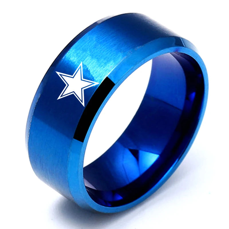 MOREDEAR 8mm Black Titanium Ring Dallas Cowboys For Men and Women M124JR2010-8BU
