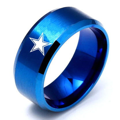 MOREDEAR 8mm Black Titanium Ring Dallas Cowboys For Men and Women M124JR2010-8BU