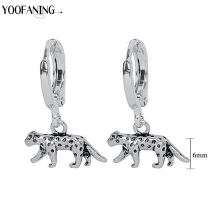 925 Sterling Silver Ear Needle Exquisite Luxury Hoop Earrings Unique Leopard Pendant Animal Design Women's Earrings Jewelry Gift