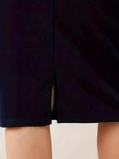 2025 Summer Plus Size Solid Slim Skirt Casual High Waist Slit Skirt Women's Plus Size Clothing