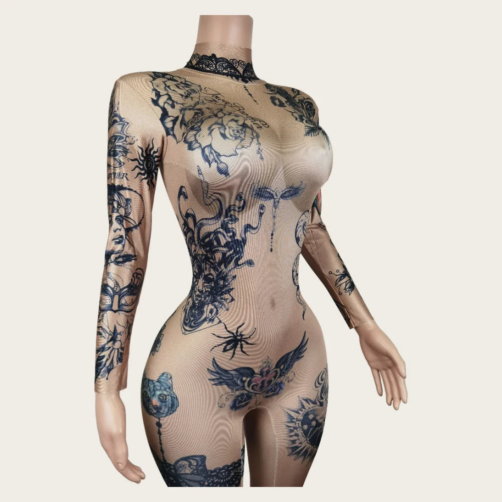 Fashion Women Nude Costume Naked Sexy Jumpsuit Nightclub Party Prom Club Bodysuit Stage Wear Dancer Singer Performance Clothing Badiee Stylez