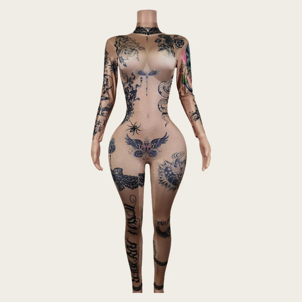 Fashion Women Nude Costume Naked Sexy Jumpsuit Nightclub Party Prom Club Bodysuit Stage Wear Dancer Singer Performance Clothing Badiee Stylez