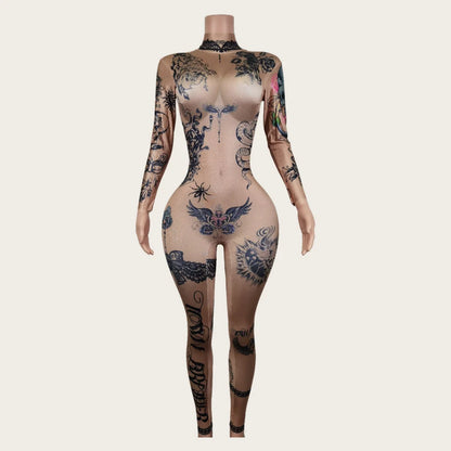 Fashion Women Nude Costume Naked Sexy Jumpsuit Nightclub Party Prom Club Bodysuit Stage Wear Dancer Singer Performance Clothing Badiee Stylez
