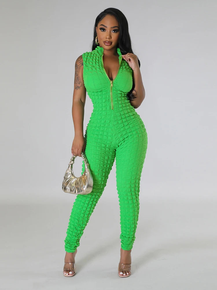 Sleeveless Zip Up Jumpsuit Women Chic and Elegant Woman Jumpsuit Sexy Tight Jumpsuit Full Body Ladies Wholesale Dropshipping Badiee Stylez