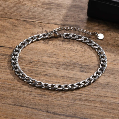Waterproof Stainless Steel Cuban Wheat Chain Anklet Bracelets for Men, Summer Holiday Beach Foot Gifts Jewelry,Length Adjustable Badiee Stylez
