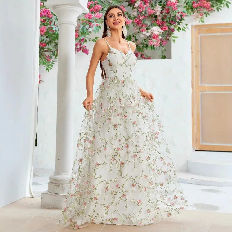 European and American Style Mesh New Embroidered Dress, Photo Party, Dance Party, Embroidered Evening Dress, Sweet Dress, 2025 Badiee Stylez