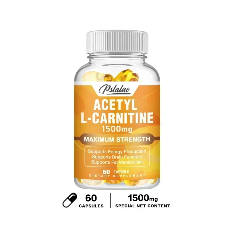 Acetyl-L-Carnitine Capsules 1500 Mg - Supports Natural Energy Production, Supports Memory and Concentration Supplement 60 Capsules