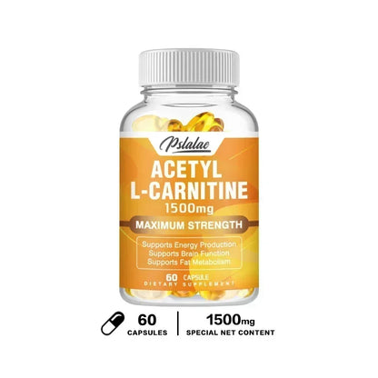 Acetyl-L-Carnitine Capsules 1500 Mg - Supports Natural Energy Production, Supports Memory and Concentration Supplement 60 Capsules