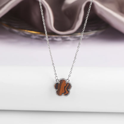 7 colors classic simple five-leaf flower pendant necklace natural stones clover Choker Chain for women party daily wear jewelry 16