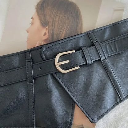 Belt for Women's Fashion with Dress and Coat Design Elastic Waistband Black Versatile Wide Belt Designer Belt