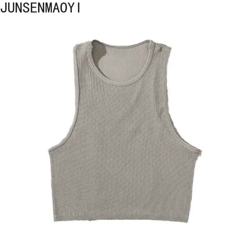 DIY Print Customize Sleeveless Vest Women's Summer High Waist Short Crop Top Fitness Running Yoga Clothes Slim Fast Dry Clothes grey