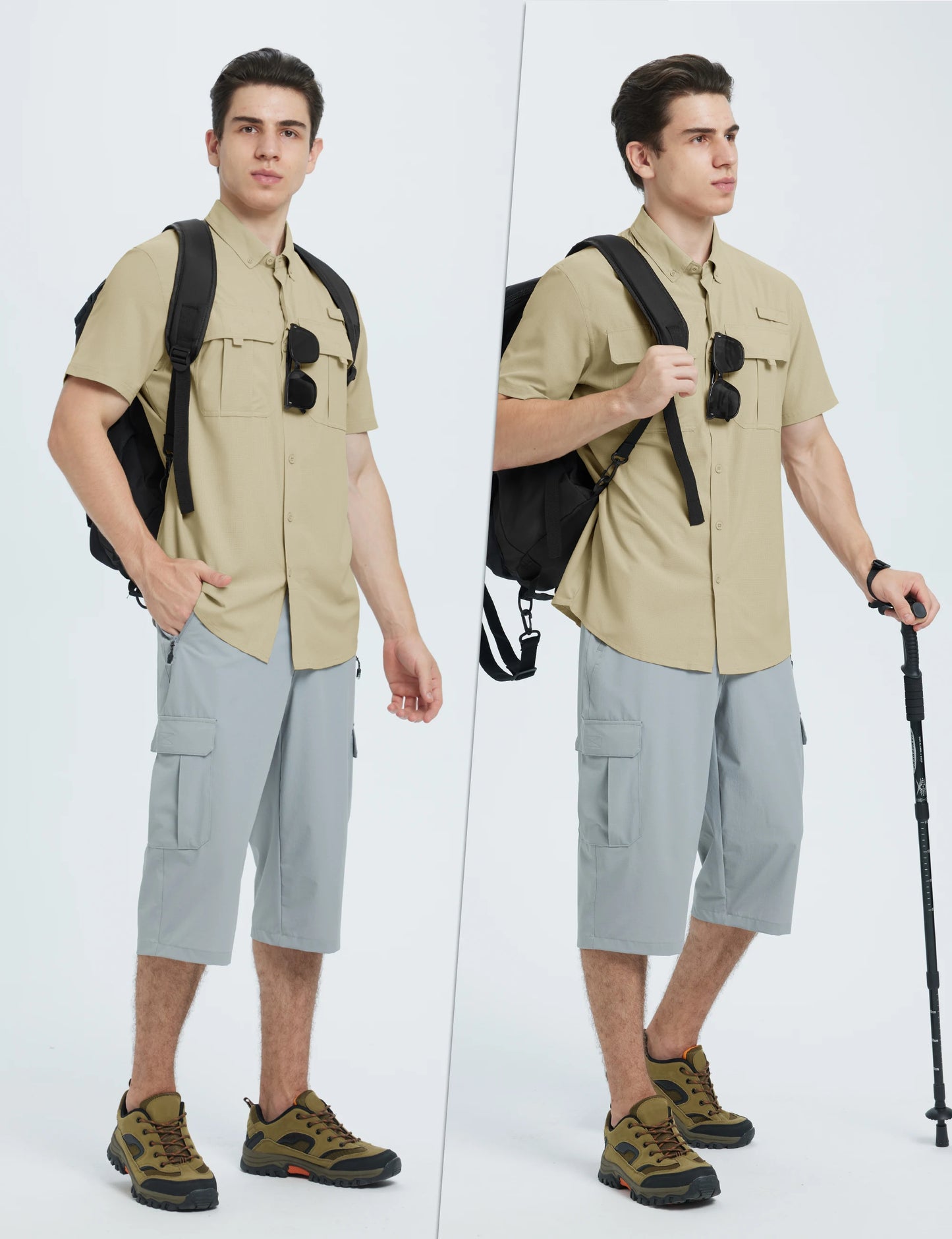 TACVASEN UV Block Fishing Shirts Mens Lightweight Quick Dry Short Sleeve Shirt Breathable Outdoor Hiking Shirt Fishing Shirts