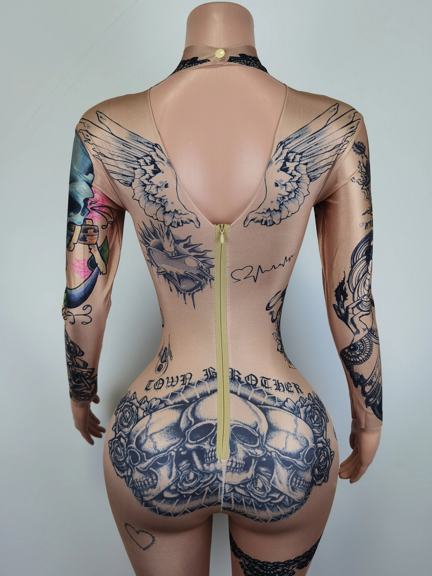 Fashion Women Nude Costume Naked Sexy Jumpsuit Nightclub Party Prom Club Bodysuit Stage Wear Dancer Singer Performance Clothing Badiee Stylez