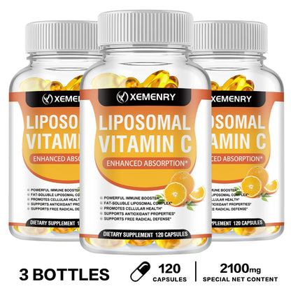Liposomal Vitamin C Capsules - Promotes Collagen Production, Supports Skin, Immune Health, Powerful Antioxidant 120 Capsule-3bottles
