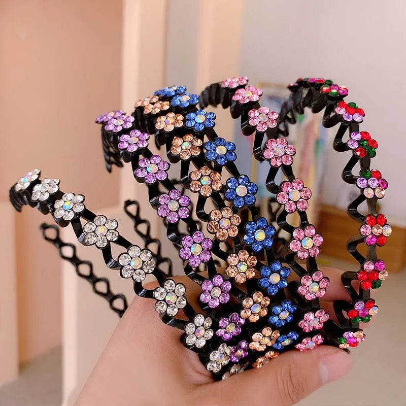New Non-slip Rhinestone Headbands Solid Wave Hairbands for Women Girls Bezel Fashion Hair Hoop Ladies Boutique Hair Accessories Badiee Stylez