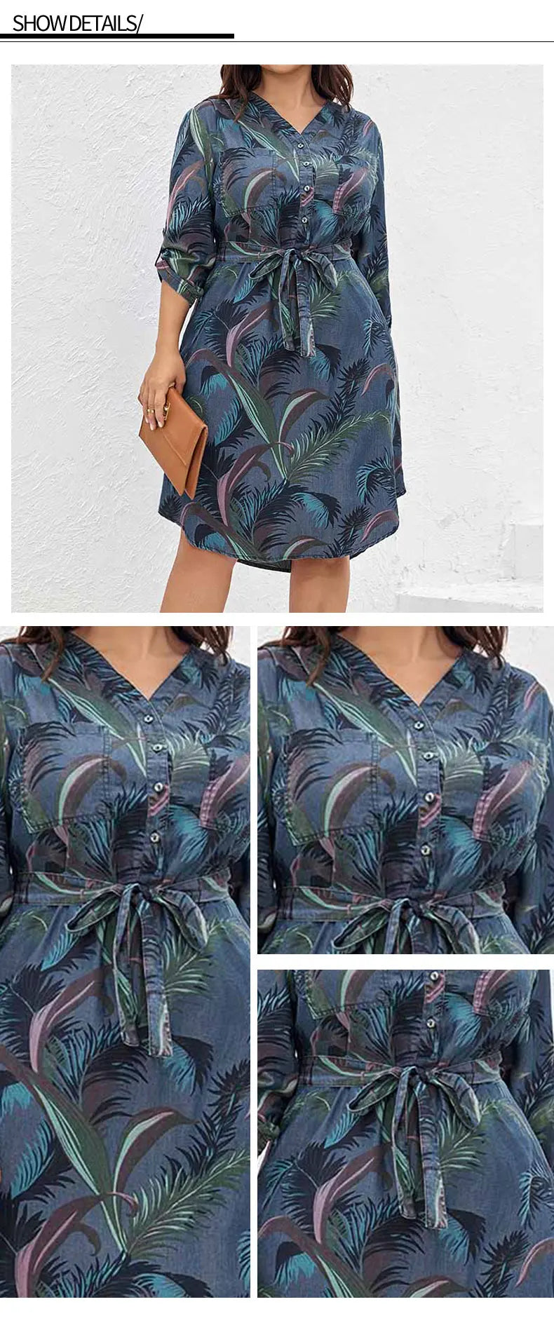 Women's Plus Size Denim Dress Summer Chic Elegant Dress For Chubby Women's Woven Cotton Dress