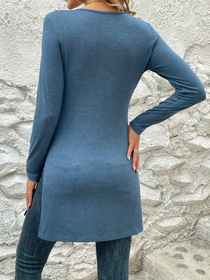 2023 Cross border Foreign Trade Europe and America Spring and Autumn New Children's Long Sleeve Slim Fit Slim Split Long T-shirt