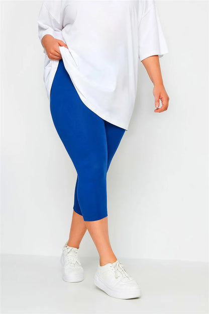 Women Capris Plus Size Curve Cropped Leggings Ultra Strech White Blue Orange Black Stretchy Work Out Leggings 2X 3X