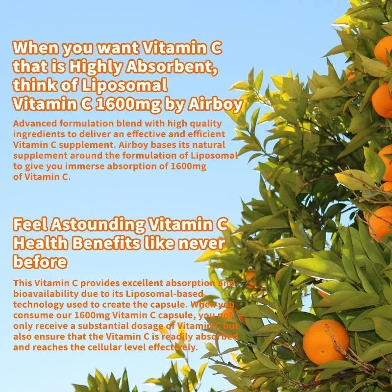 Liposomal Vitamin C Capsules - Improves Skin, Promotes Collagen Production, Support Immune System and Skin Health