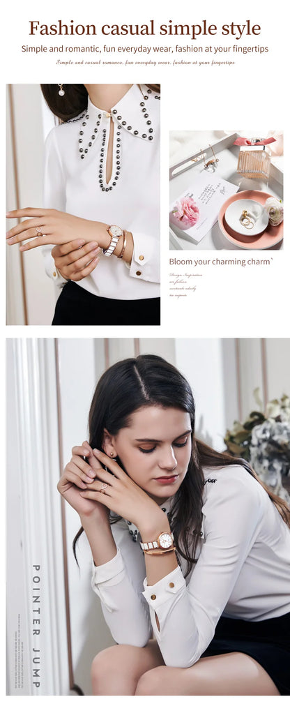 OLEVS Luxury Brand Women Watches Ceramic Tape Japanese Movement Quartz Watch for Lady Gift Bracelet Fashion Versatile Exquisite