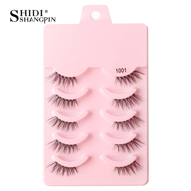 SHIDISHANGPIN 5/10Pairs False Lashes Cat Eye Eyelashes Eyelash Extension 3D Mink Half Lashes Natural Makeup faux Cils maquiagem 5 Pairs 1001